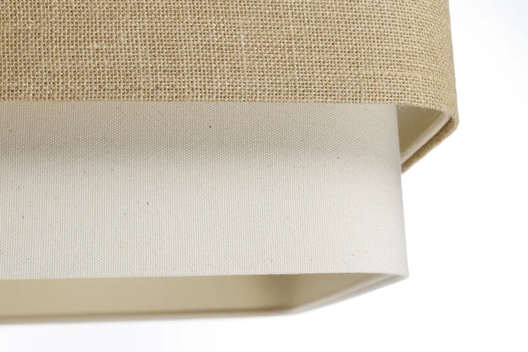 Suspension luminaire moderne kwadro duo en tissu beige avec doublure intérieure crème contrastante