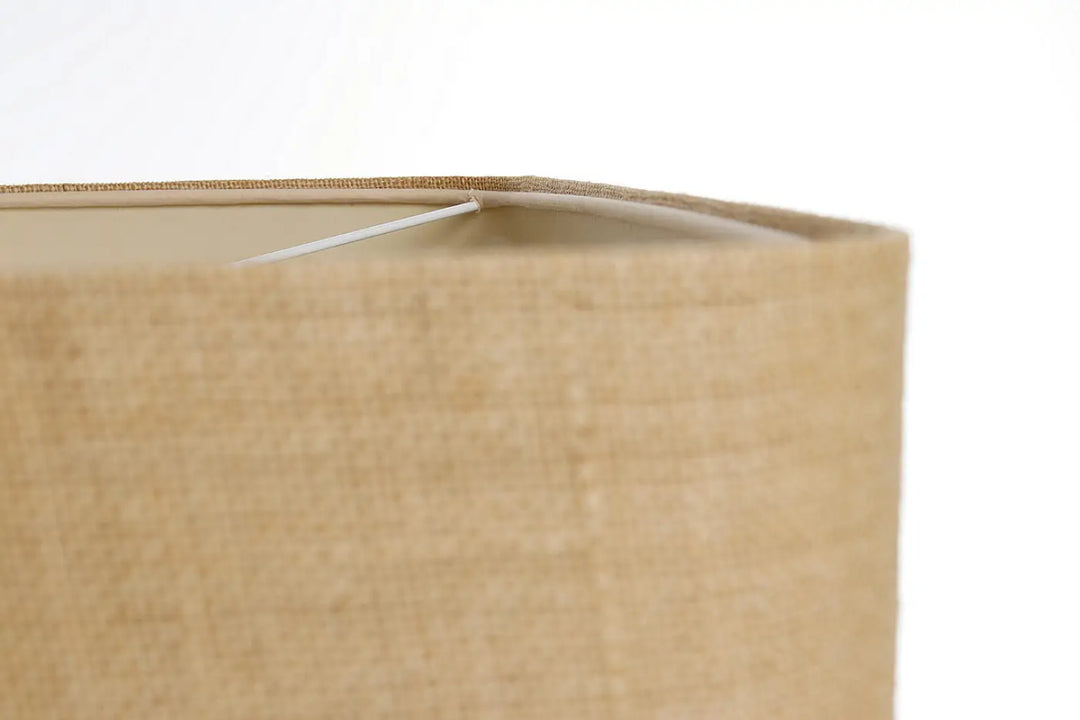 Suspension luminaire kwadro duo beige avec abat-jour en tissu beige tissé à texture subtile et bords renforcés