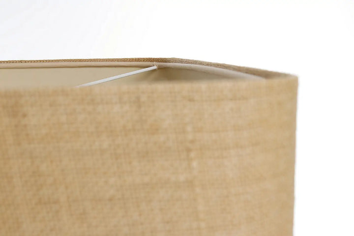 Suspension luminaire kwadro duo beige avec abat-jour en tissu beige tissé à texture subtile et bords renforcés