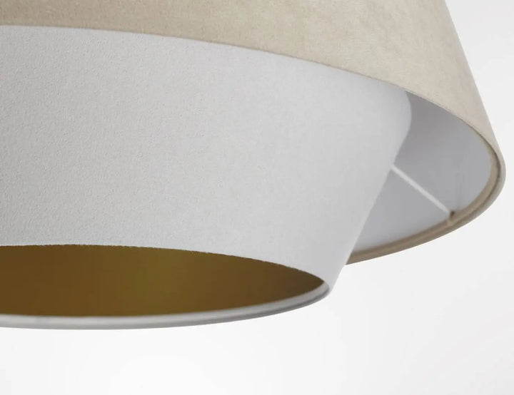 Suspension luminaire doblo beige et blanc avec abat-jour à étages et intérieur doré luminaire moderne beige