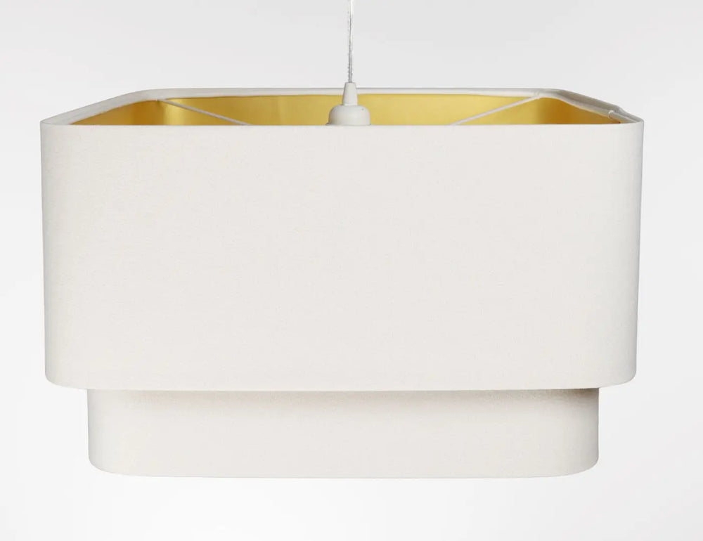 Suspension luminaire moderne blanc avec design minimaliste rectangulaire et intérieur doré kwadro duo velour blanc