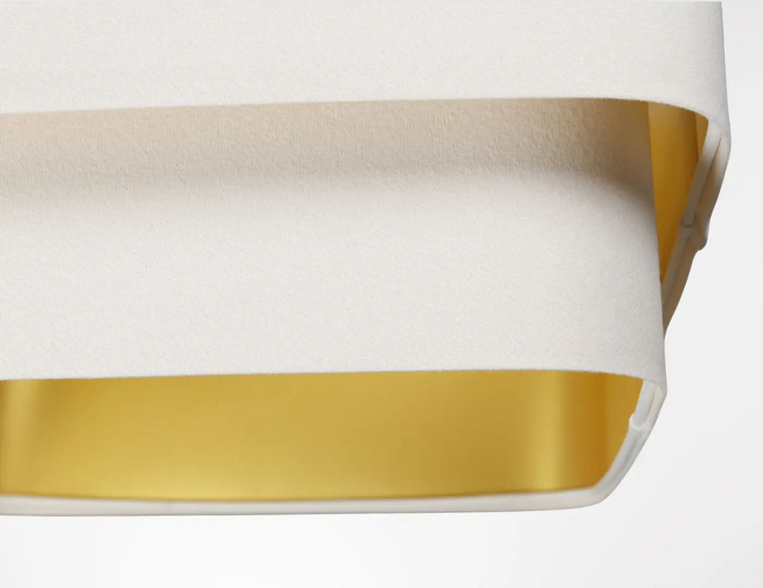 Bande de tissu blanc et or à rayures avec finition satinée pour suspension luminaire moderne kwadro duo velour blanc