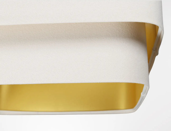 Bande de tissu blanc et or à rayures avec finition satinée pour suspension luminaire moderne kwadro duo velour blanc