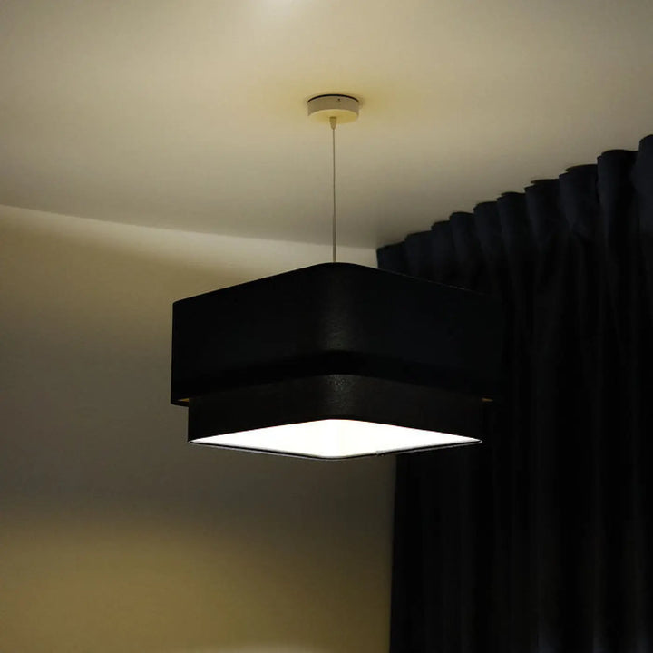 Suspension luminaire moderne bleu marine kwadro duo velour avec design minimaliste et éclairage blanc doux