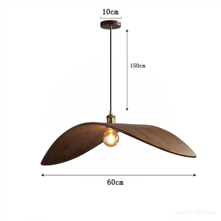Suspension luminaire moderne en bois forme aile élégante
