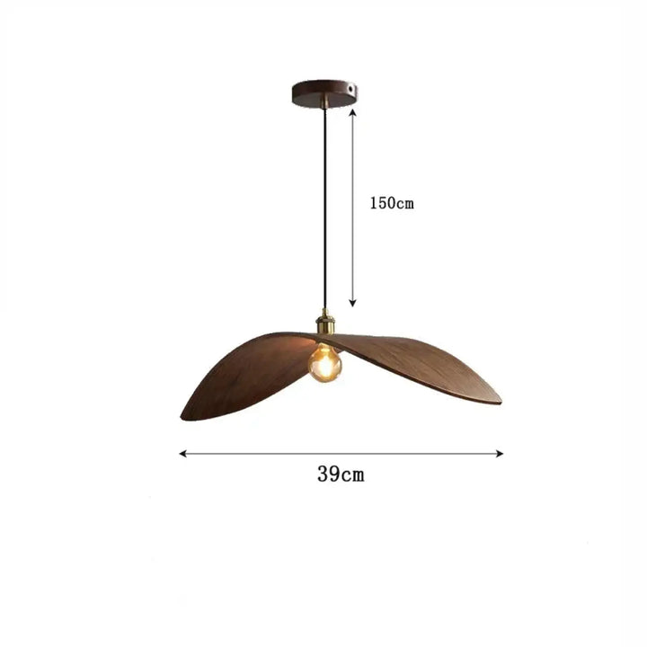 Suspension luminaire moderne en bois forme aile élégante