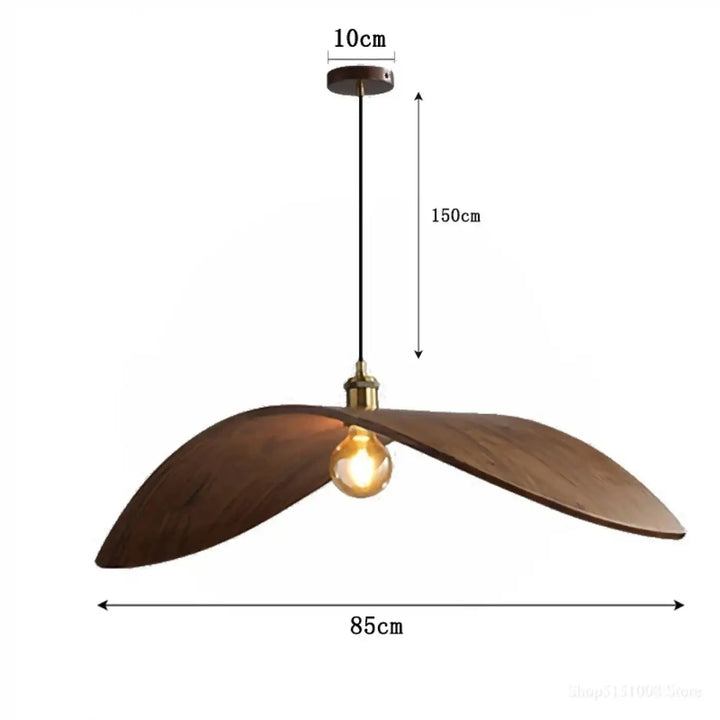 Suspension luminaire moderne en bois forme aile élégante