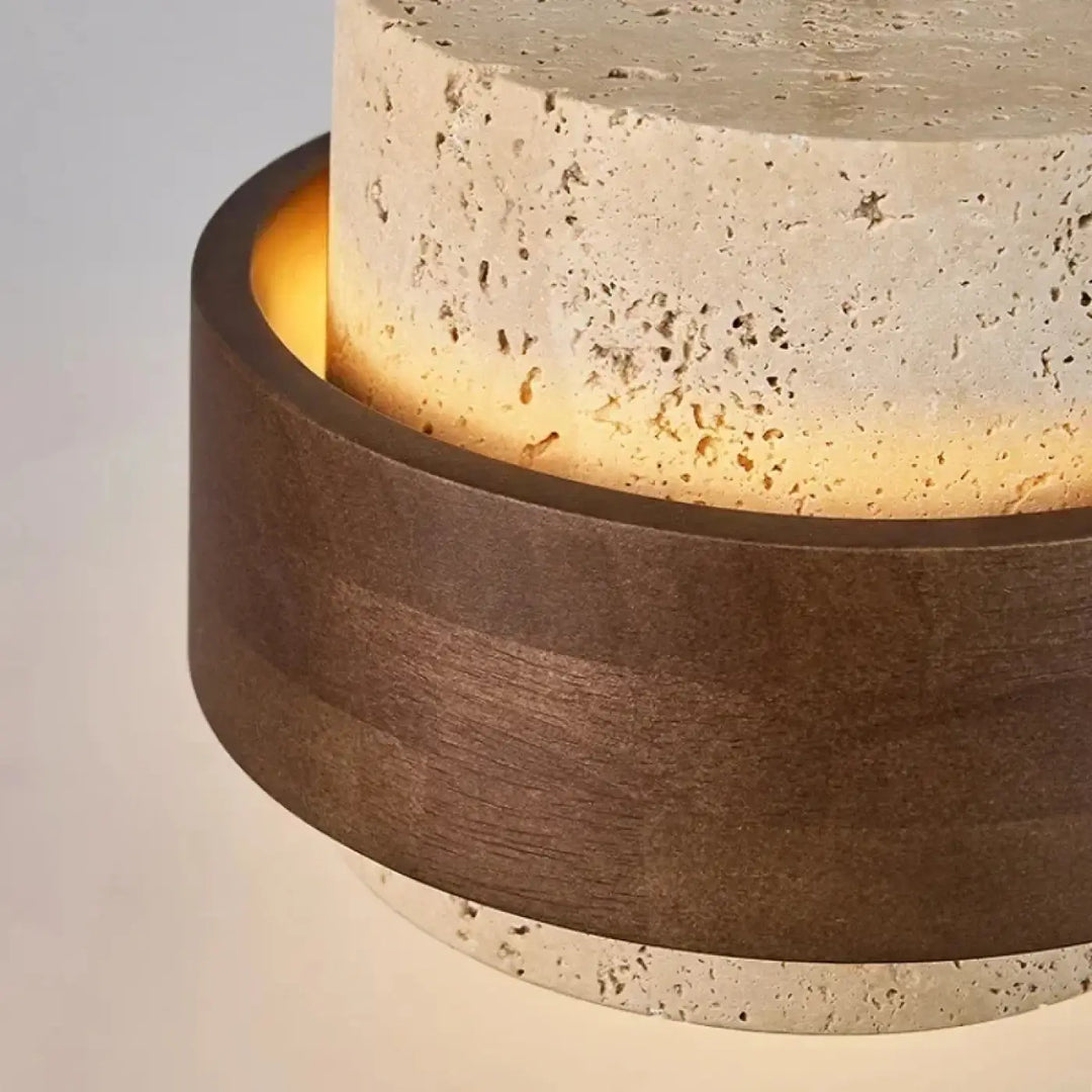 Suspension luminaire moderne en bois et pierre naturelle design