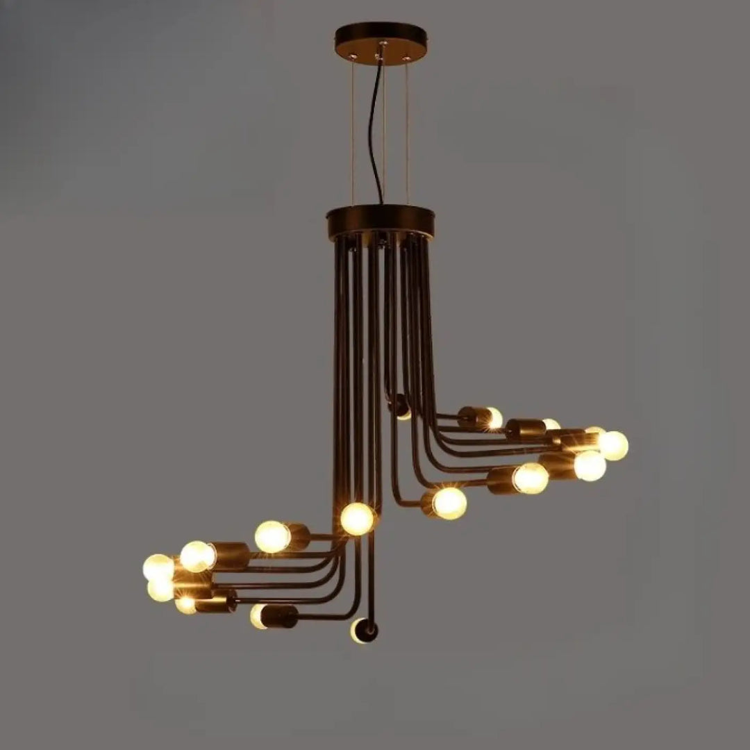 Suspension luminaire tempia en laiton style industriel avec corps de lampe géométrique et ampoules apparentes en matériau principal brass