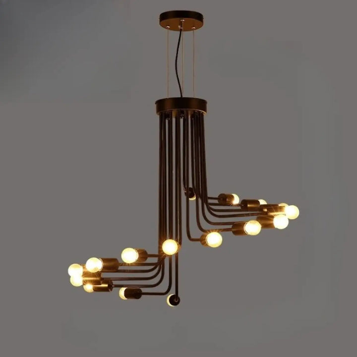 Suspension luminaire tempia en laiton style industriel avec corps de lampe géométrique et ampoules apparentes en matériau principal brass