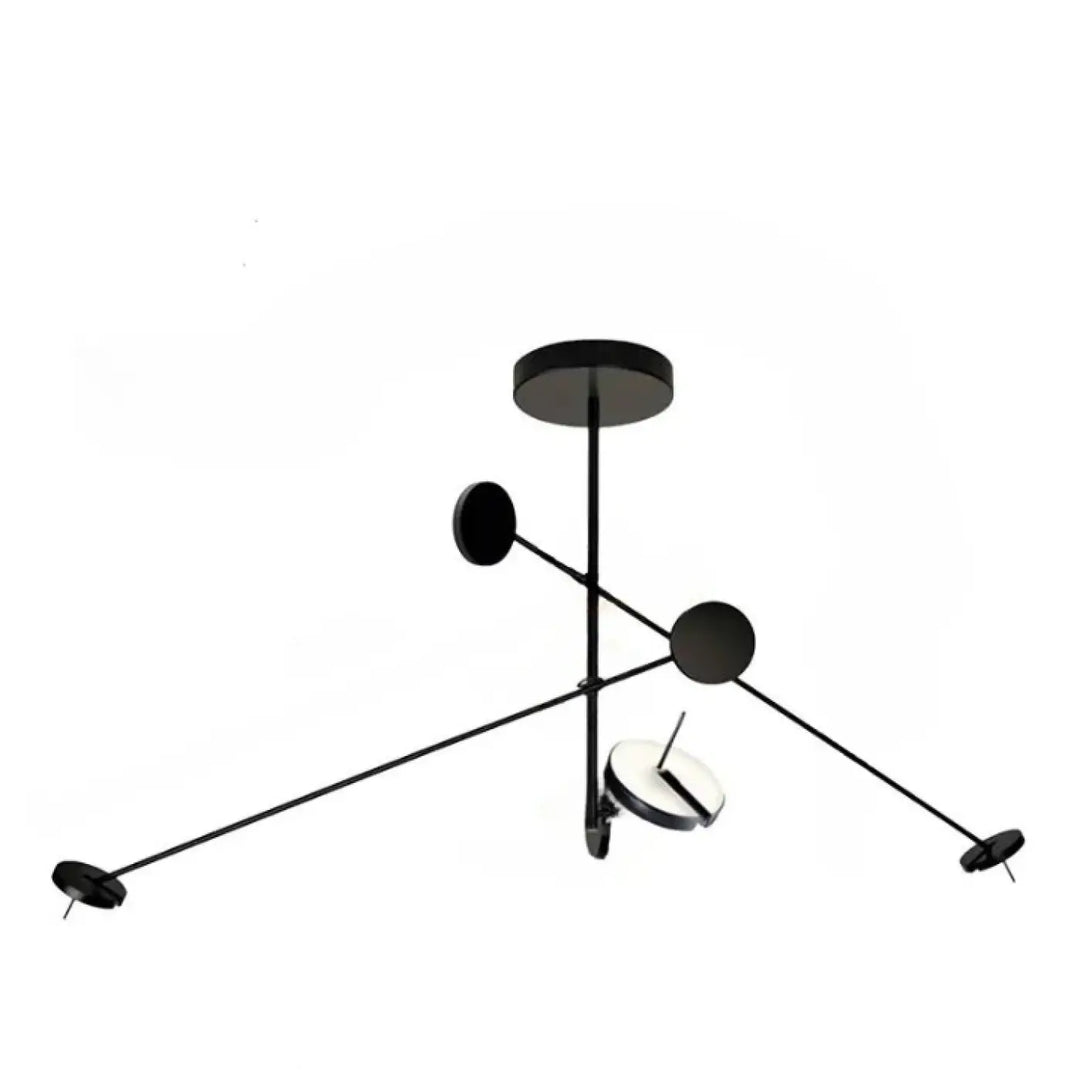 Suspension luminaire krosso noir minimaliste avec tiges fines et disques circulaires en métal élégant