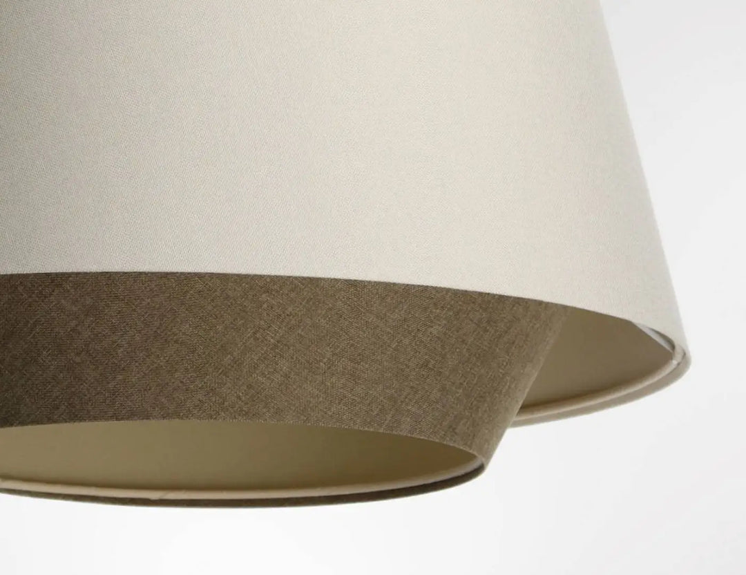 Suspension luminaire moderne doblo avec abat-jour crème et bande texturée marron à la base