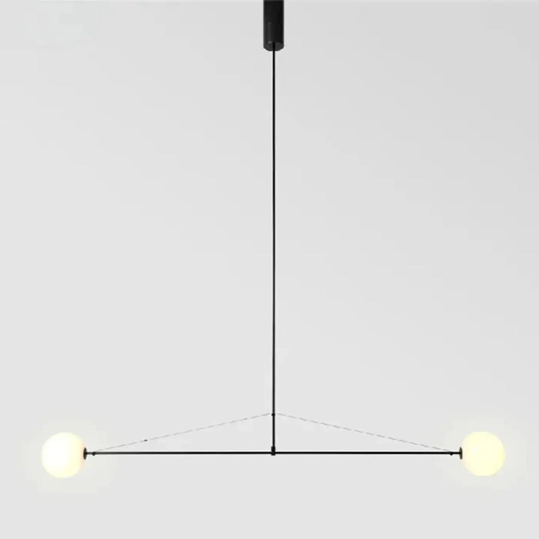 Suspension luminaire noire minimaliste alina avec deux ampoules sphériques lumineuses pour décoration intérieure luminaire moderne