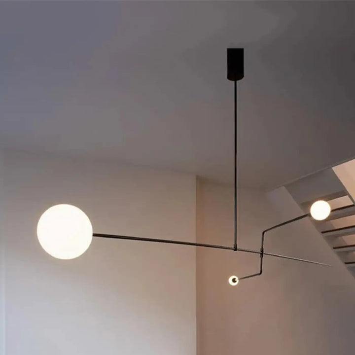 Luminaire moderne suspension luminaire noire en métal avec trois globes en verre pour décoration intérieure élégante
