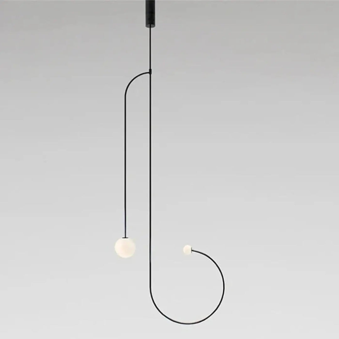 Suspension luminaire alina en métal noir avec deux globes en verre dépoli pour une décoration intérieure moderne