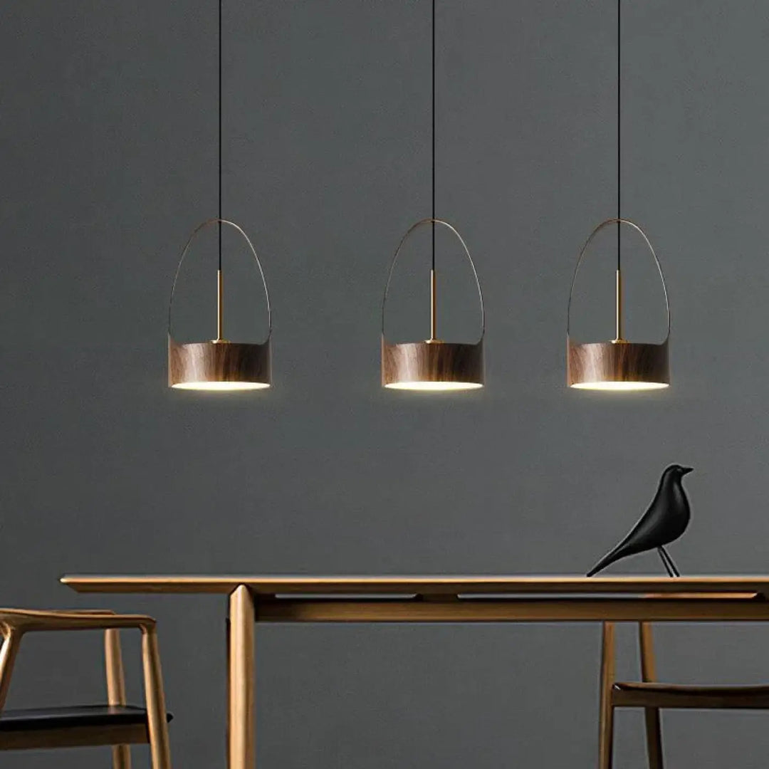 Suspension luminaire moderne design en bois et en métal