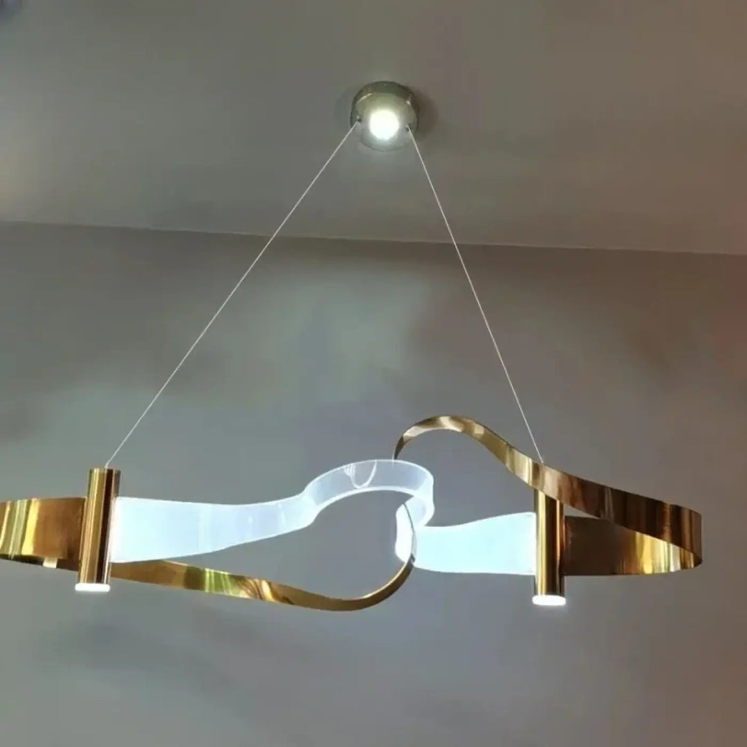 Suspension luminaire moderne design ondulé en métal doré