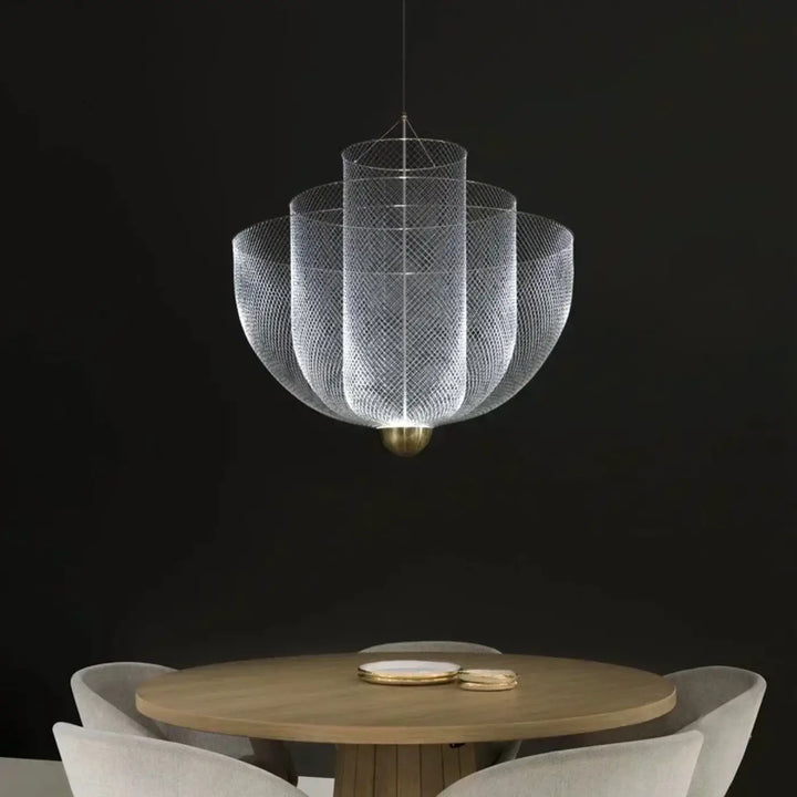 Suspension Luminaire Moderne Design Sculptural Métal Argenté