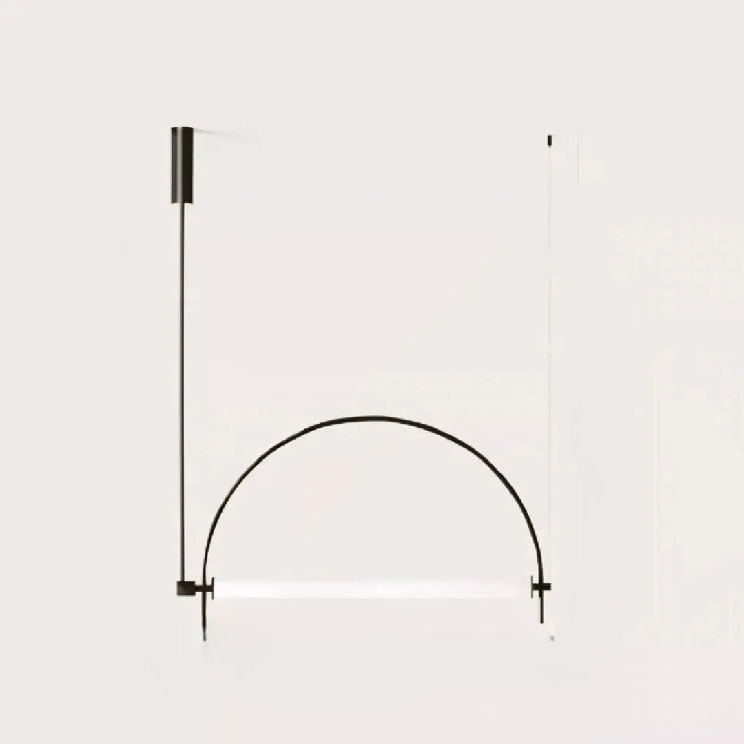 Suspension luminaire arcоо en métal noir minimaliste avec un arc courbé élégant et une tige verticale
