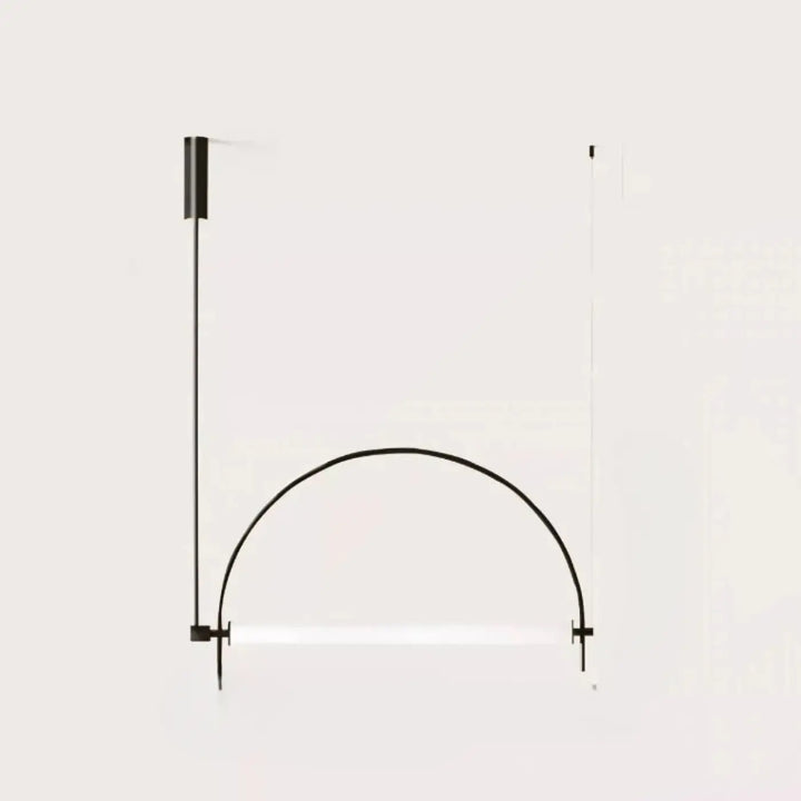 Suspension luminaire arcоо en métal noir minimaliste avec un arc courbé élégant et une tige verticale
