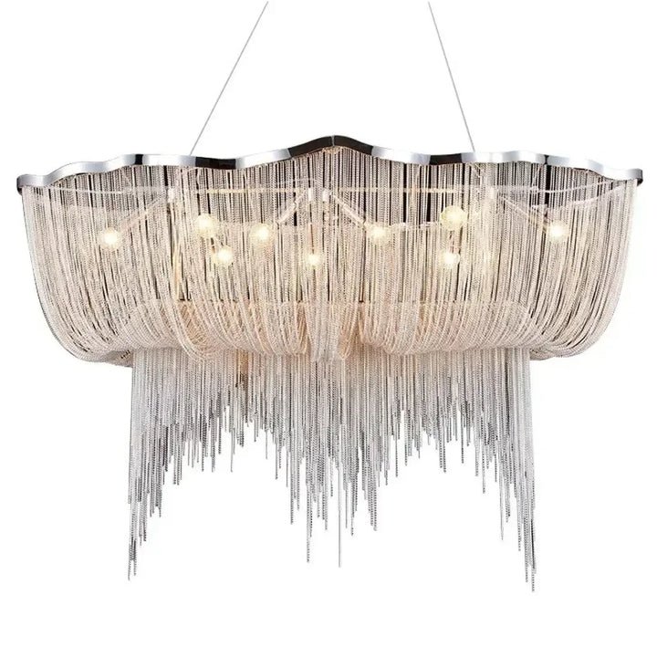 Suspension luminaire moderne avec fils métalliques argentés chic