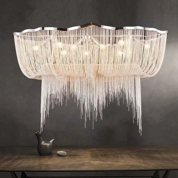 Suspension luminaire moderne avec fils métalliques argentés chic