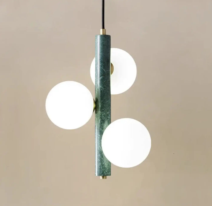 Suspension Luminaire Moderne Globes Opalins Doré blanc Vert