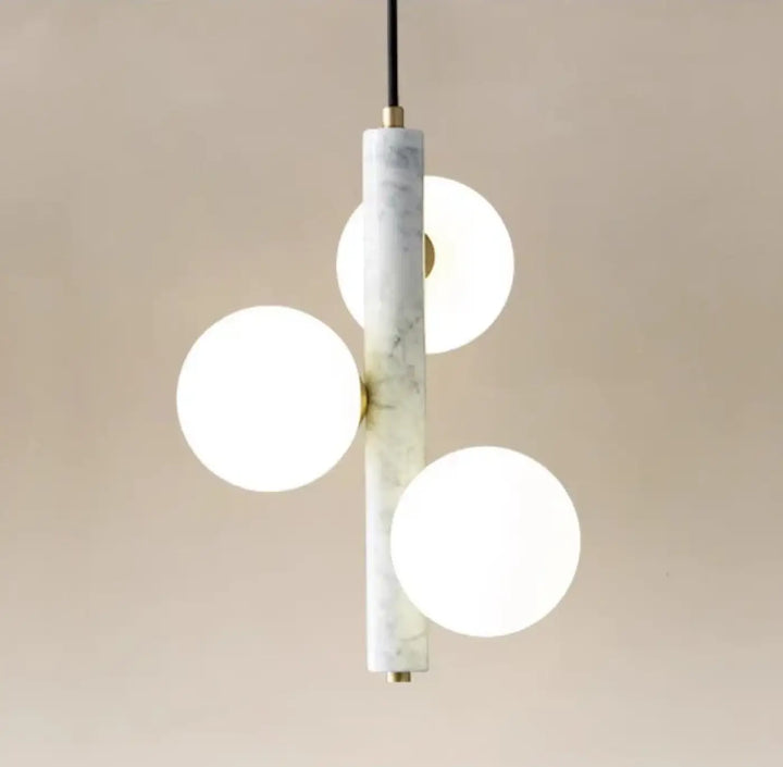 Suspension Luminaire Moderne Globes Opalins Doré blanc Vert