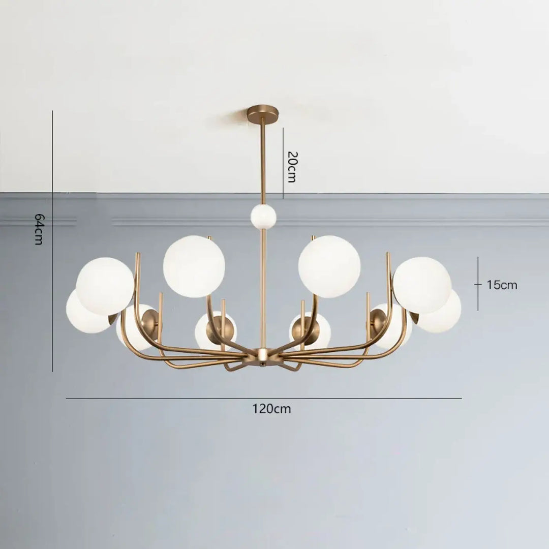 Suspension luminaire moderne à globes en verre blanc