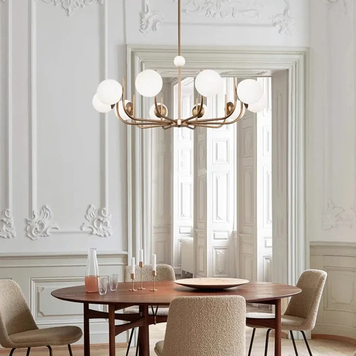 Suspension luminaire moderne à globes en verre blanc