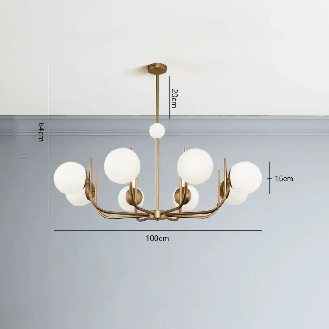 Suspension luminaire moderne à globes en verre blanc