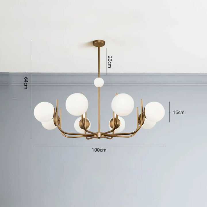 Suspension luminaire moderne à globes en verre blanc