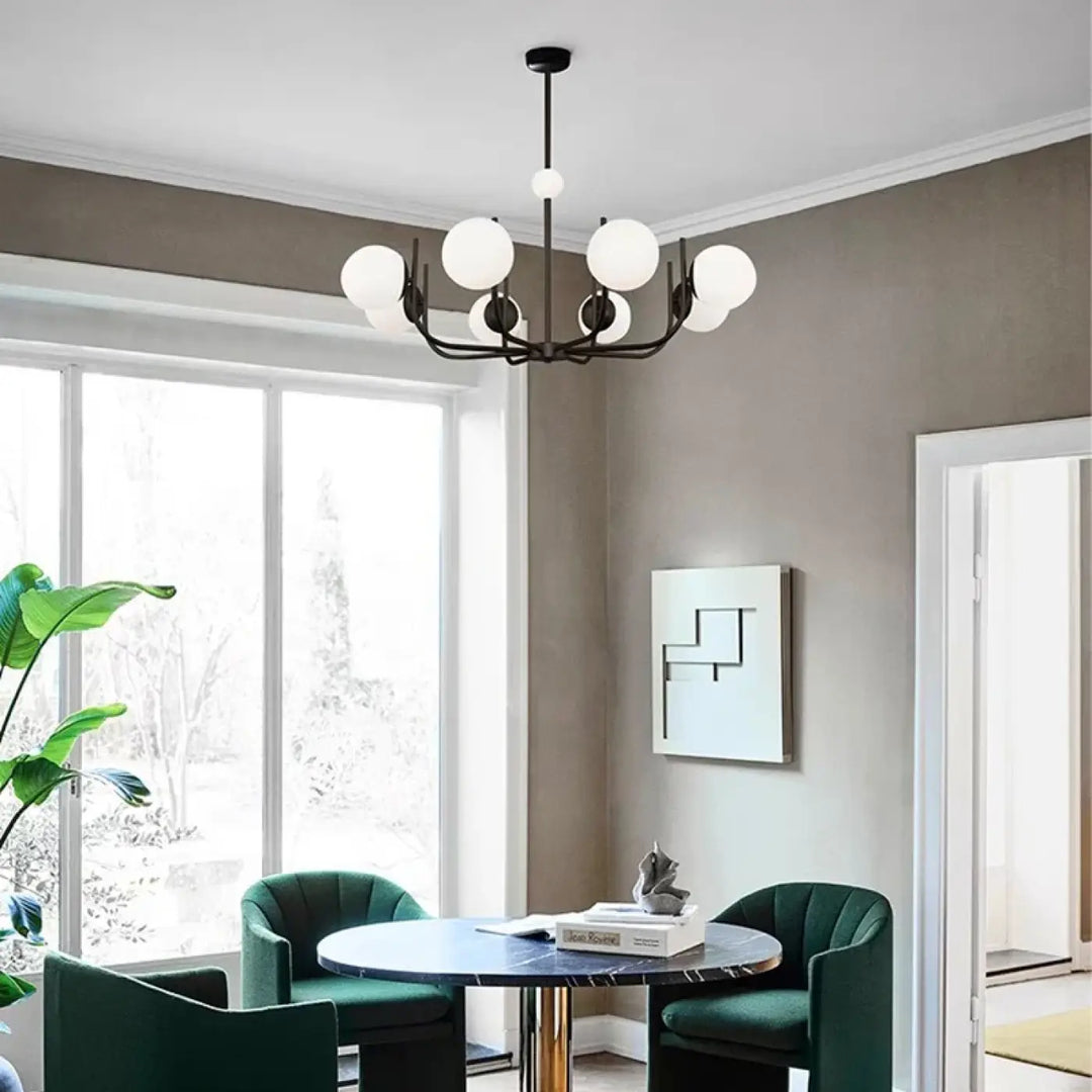 Suspension luminaire moderne à globes en verre blanc