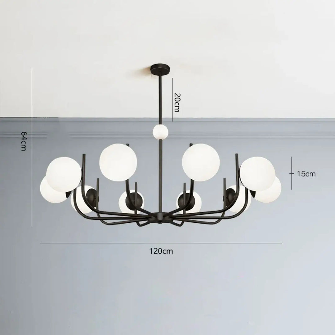 Suspension luminaire moderne à globes en verre blanc