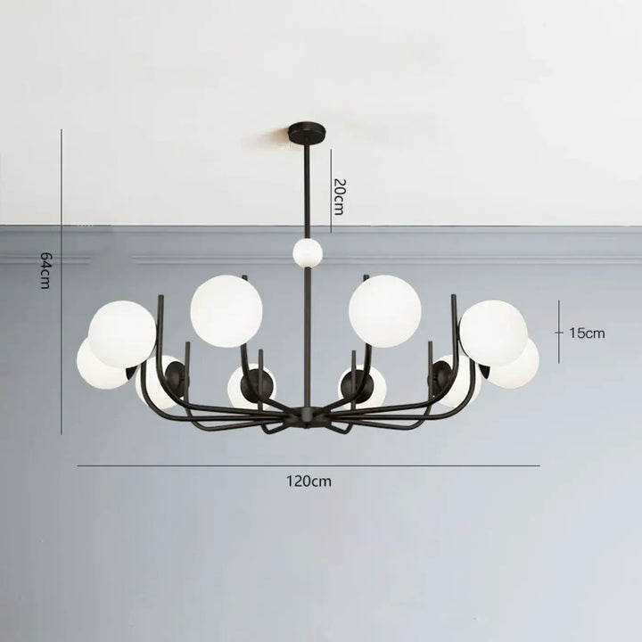 Suspension luminaire moderne à globes en verre blanc