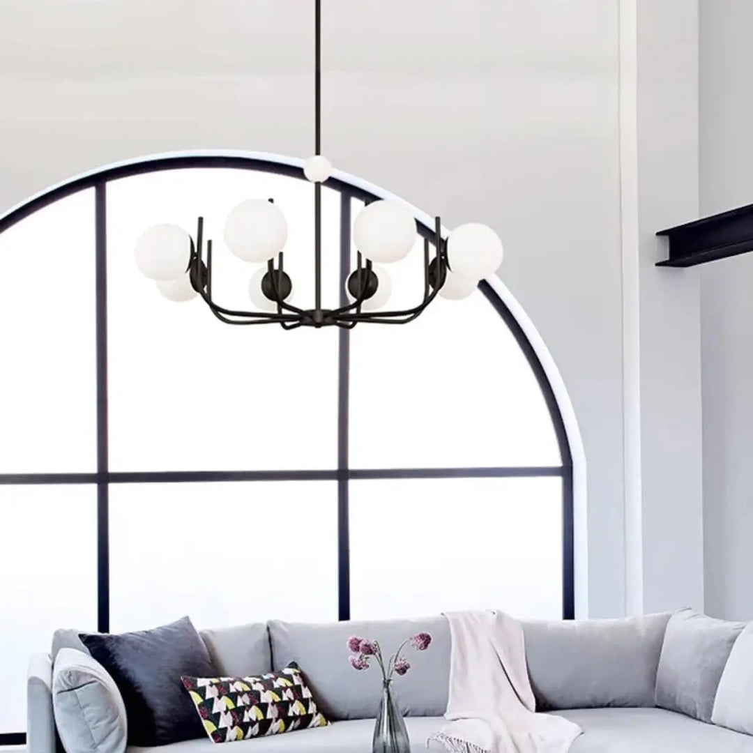 Suspension luminaire moderne à globes en verre blanc