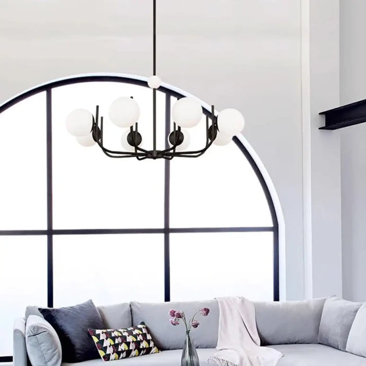 Suspension luminaire moderne à globes en verre blanc