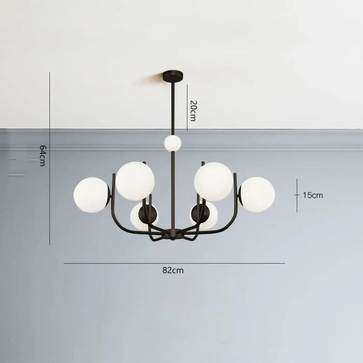 Suspension luminaire moderne à globes en verre blanc