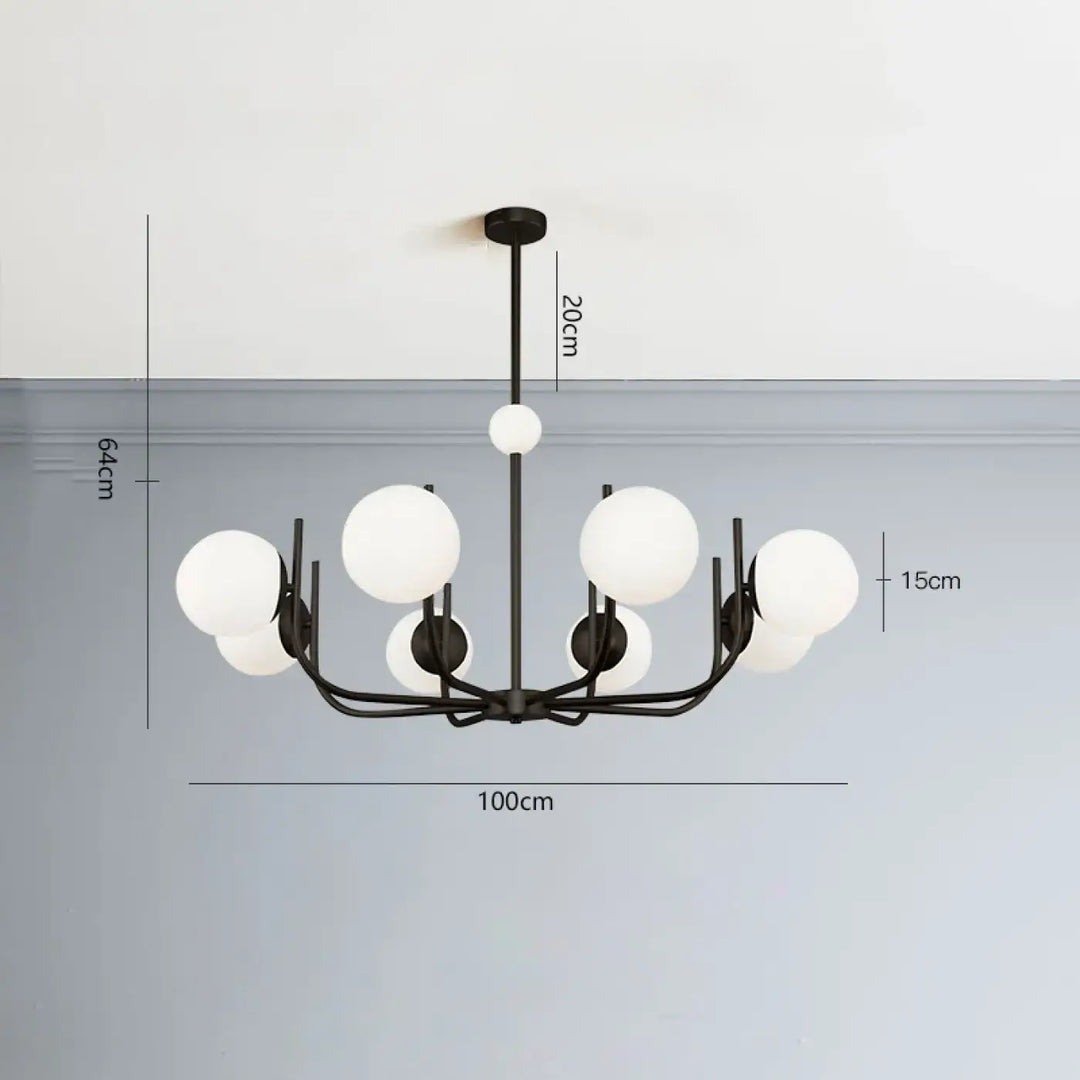 Suspension luminaire moderne à globes en verre blanc