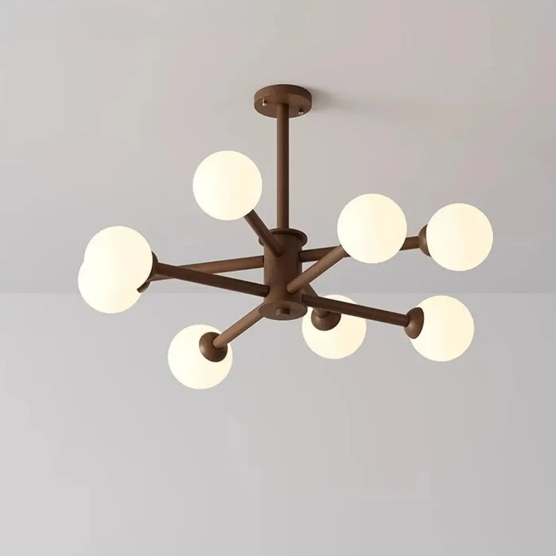 Suspension luminaire moderne en métal à boules opales marron