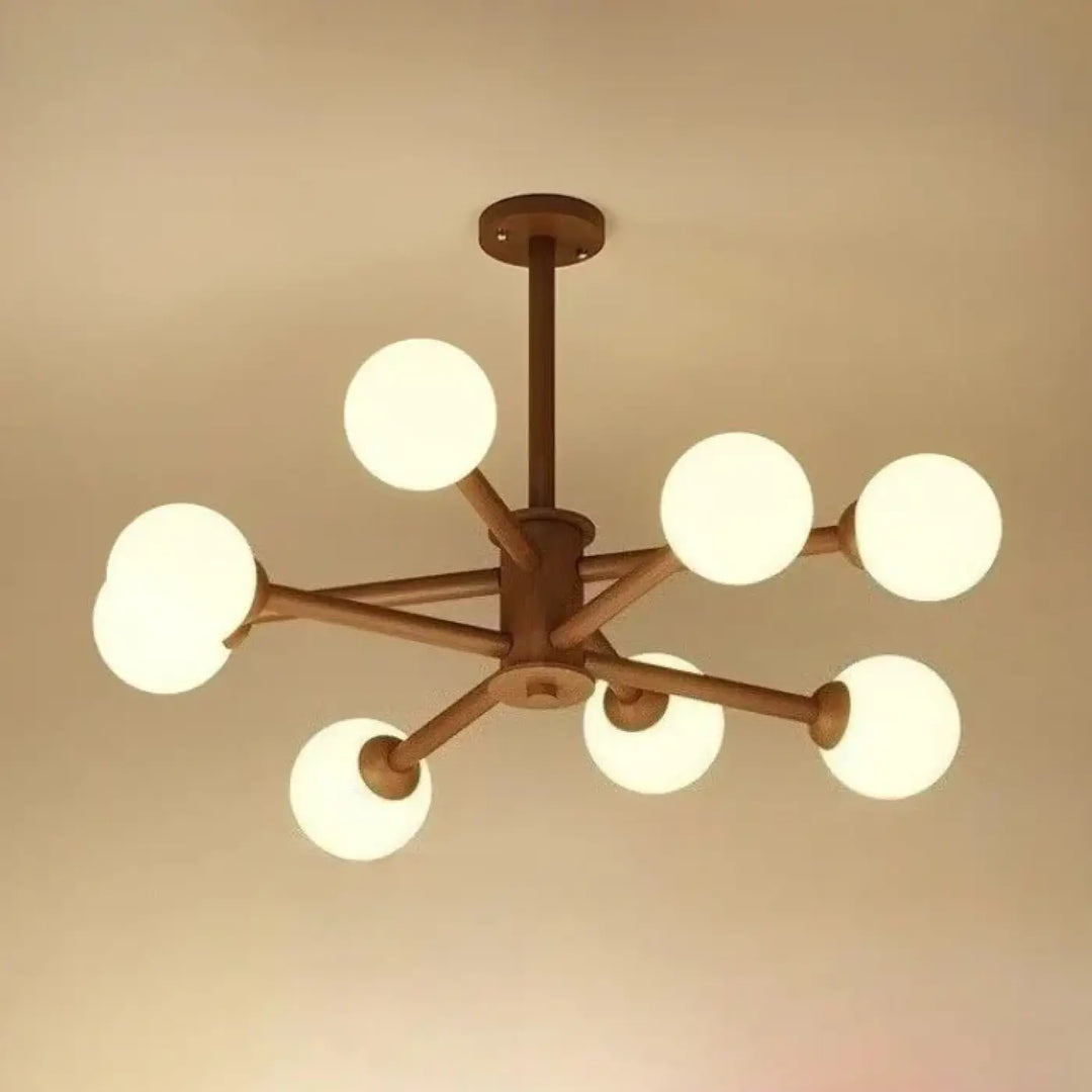 Suspension luminaire moderne en métal à boules opales marron