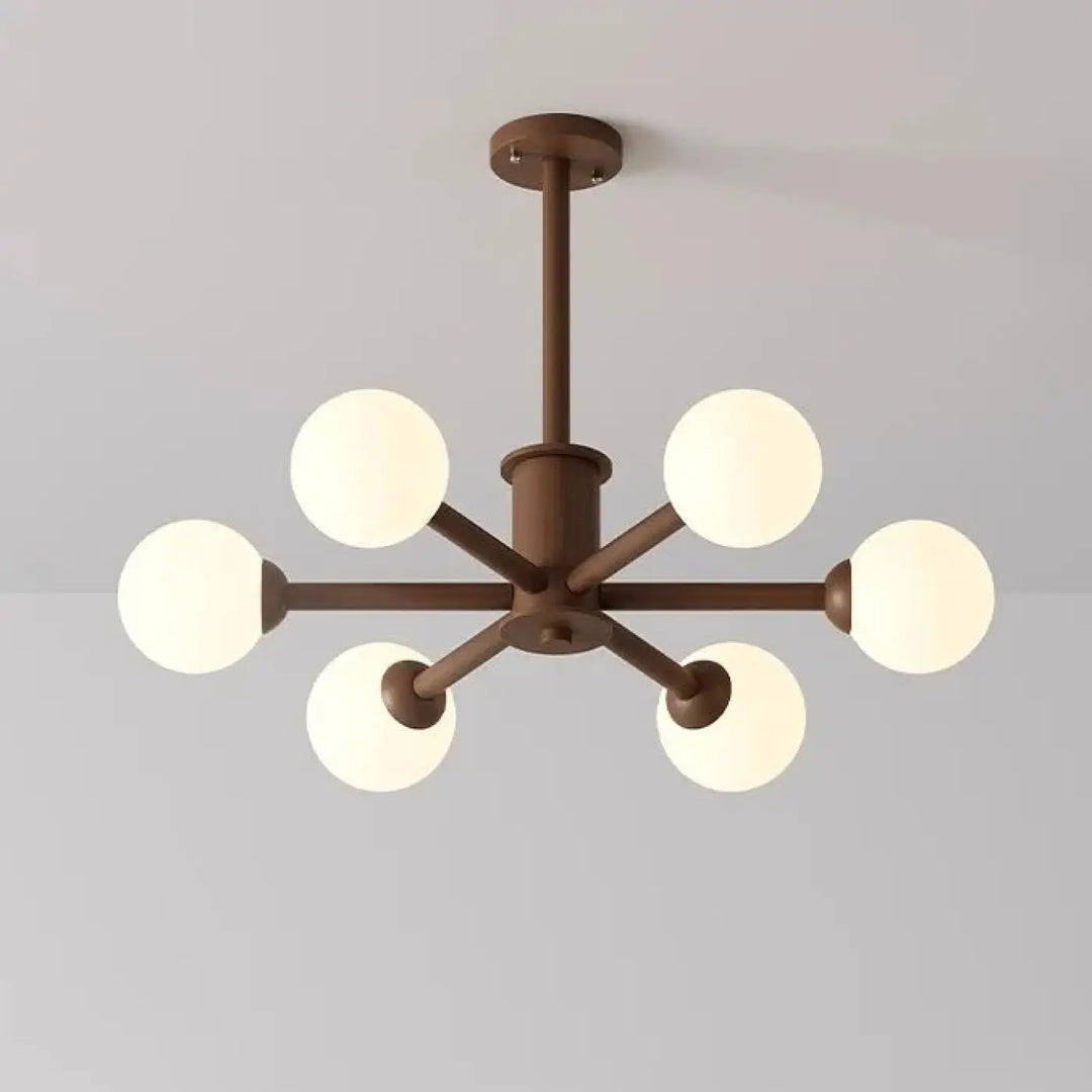 Suspension luminaire moderne en métal à boules opales marron