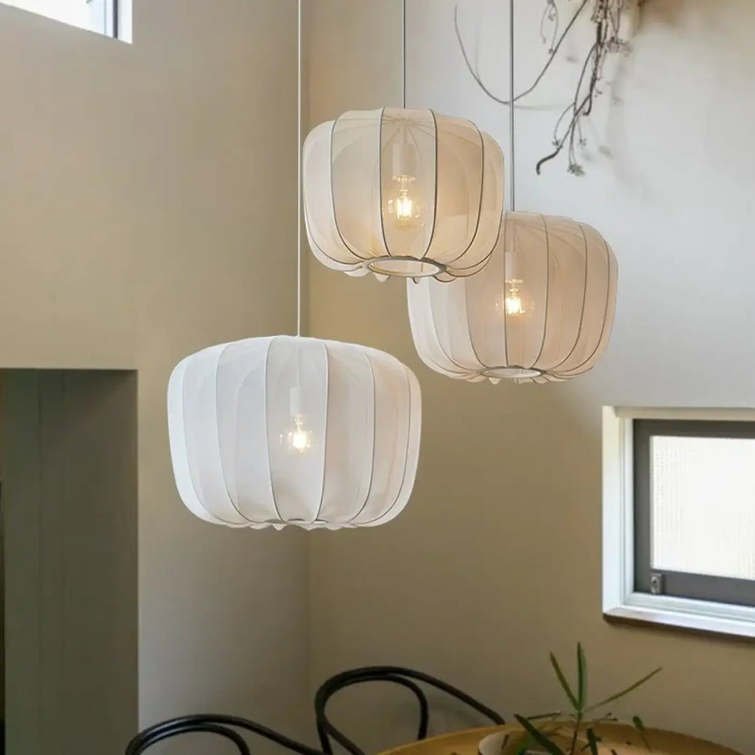 Suspension Luminaire Moderne En Métal Et Tissu Design Élégant