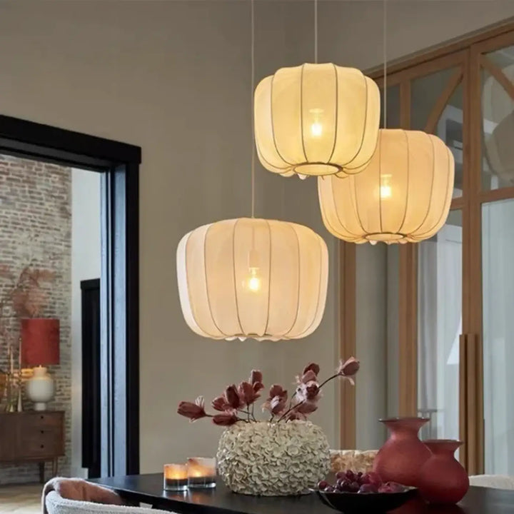 Suspension Luminaire Moderne En Métal Et Tissu Design Élégant
