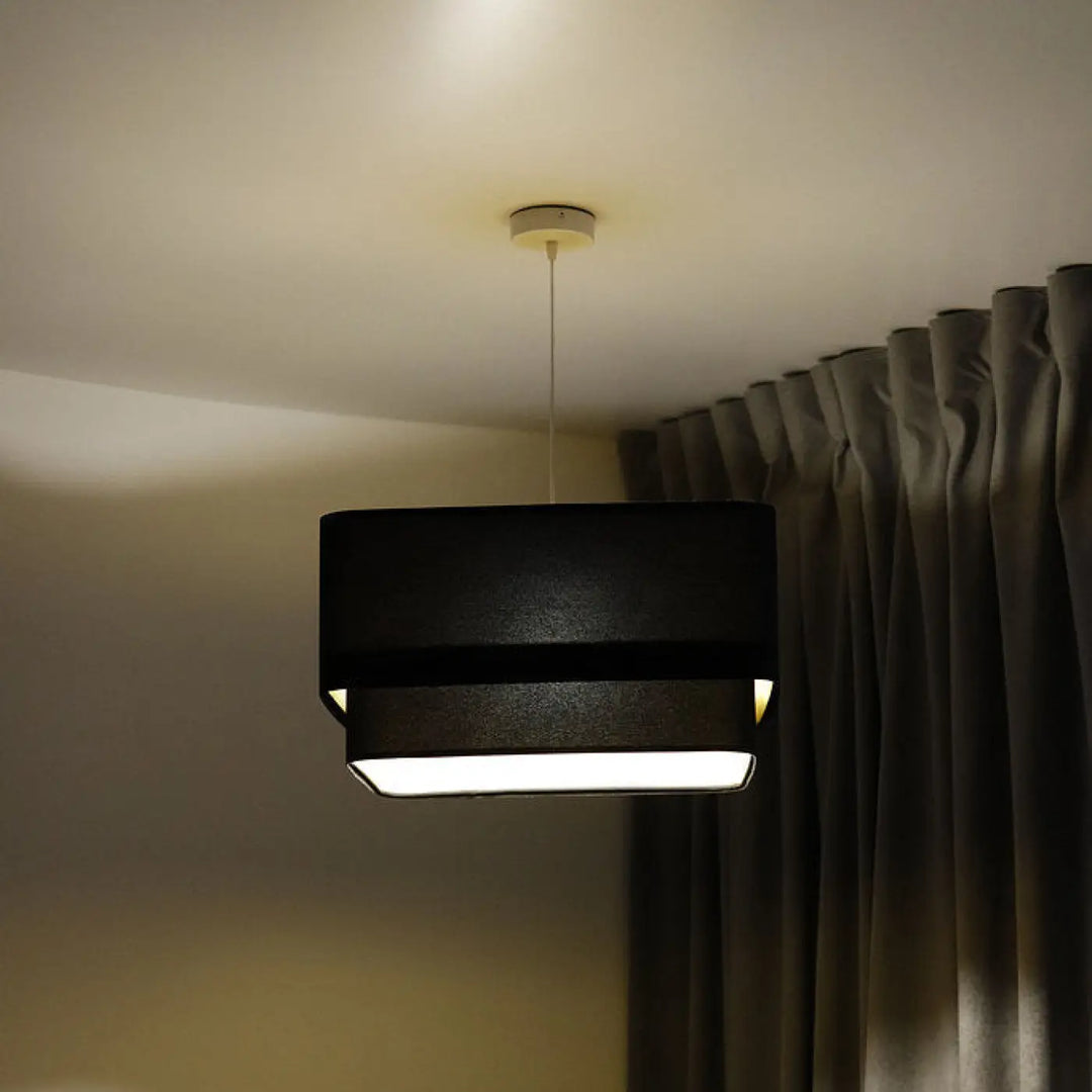 Suspension luminaire moderne noir kwadro duo velour avec design minimaliste rectangulaire et diffuseur en verre dépoli