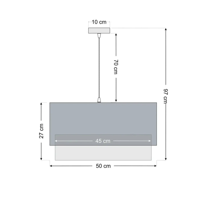 Suspension luminaire moderne kwadro duo velour noir avec abat-jour en tissu gris et structure métallique minimaliste