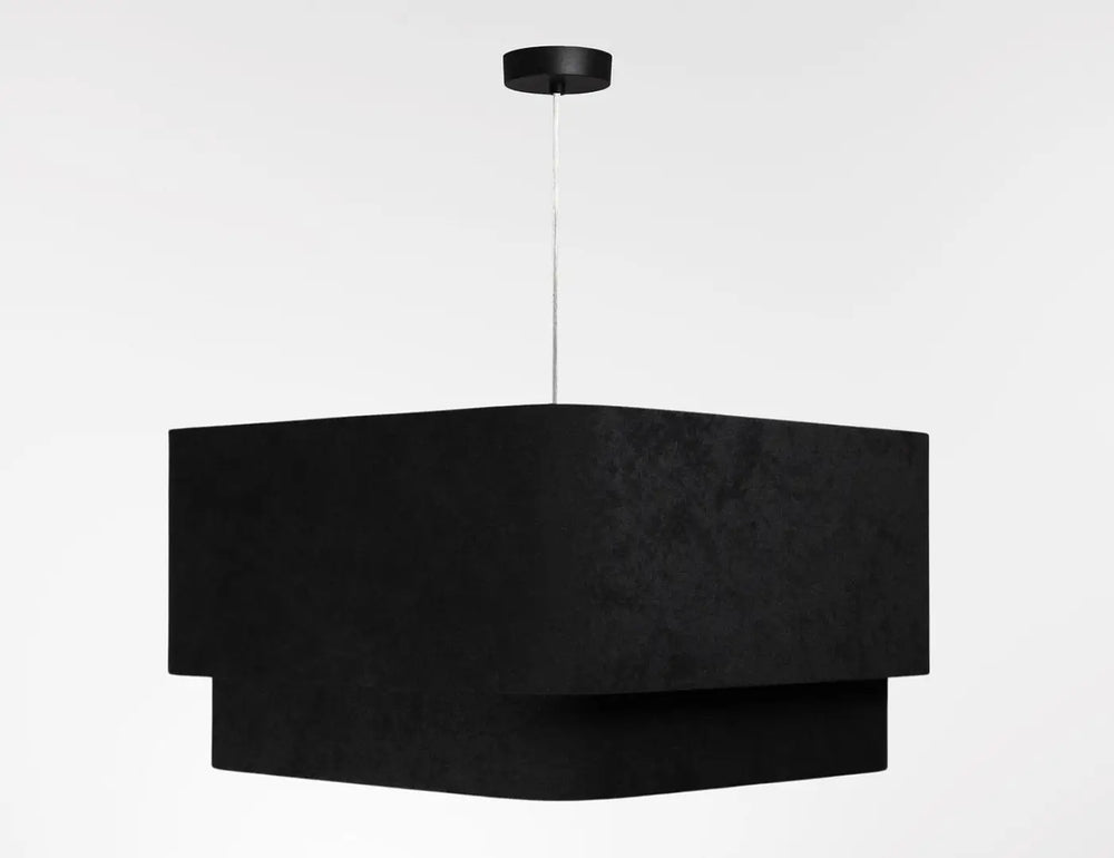 Suspension luminaire moderne kwadro duo velour noir avec finition mate noire et design géométrique minimaliste