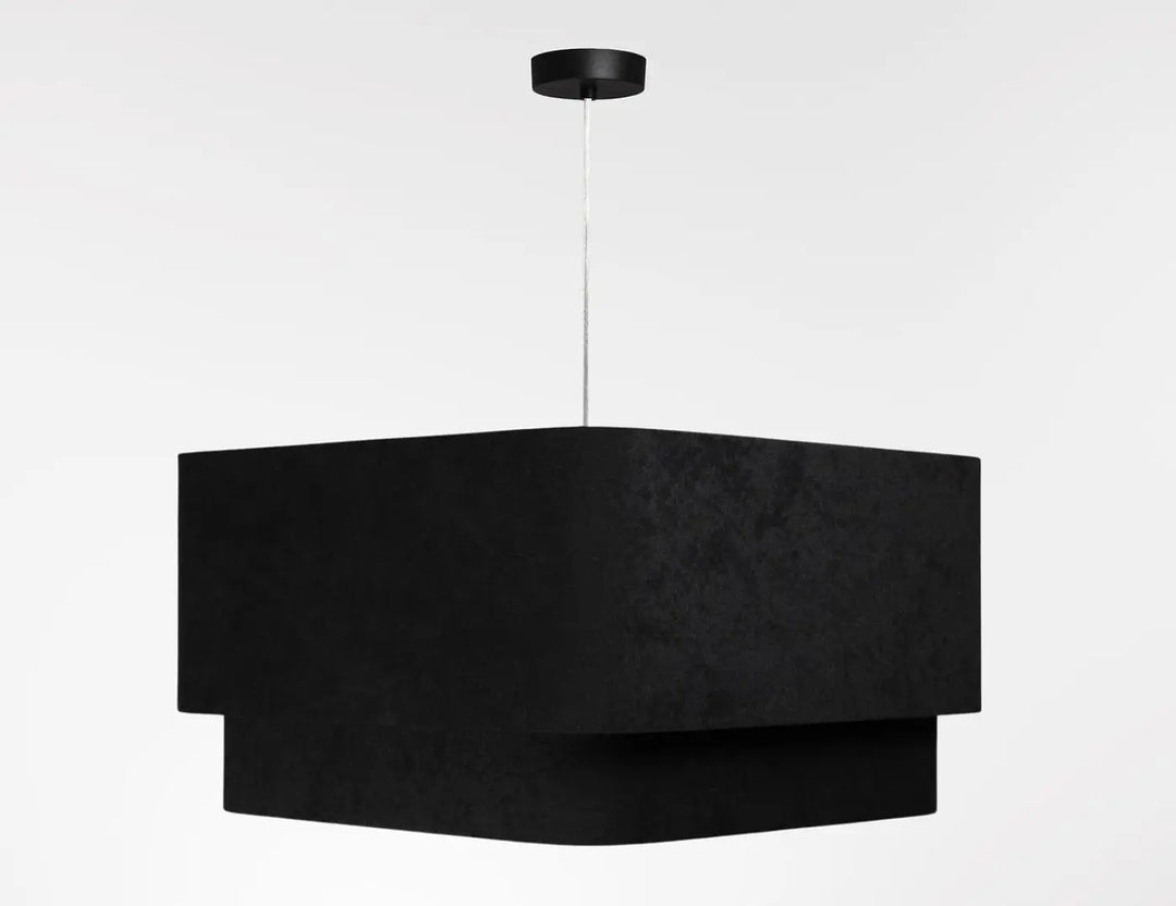 Suspension luminaire moderne kwadro duo velour noir avec finition mate noire et design géométrique minimaliste