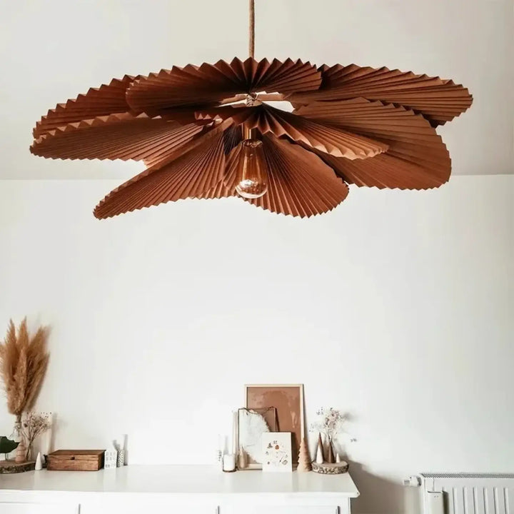 Suspension luminaire moderne pétales plissés inspiration fleur

