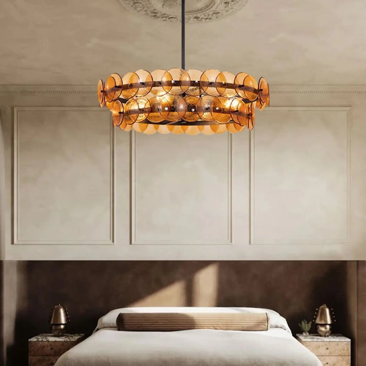 Suspension luminaire moderne ronde en disques de verre